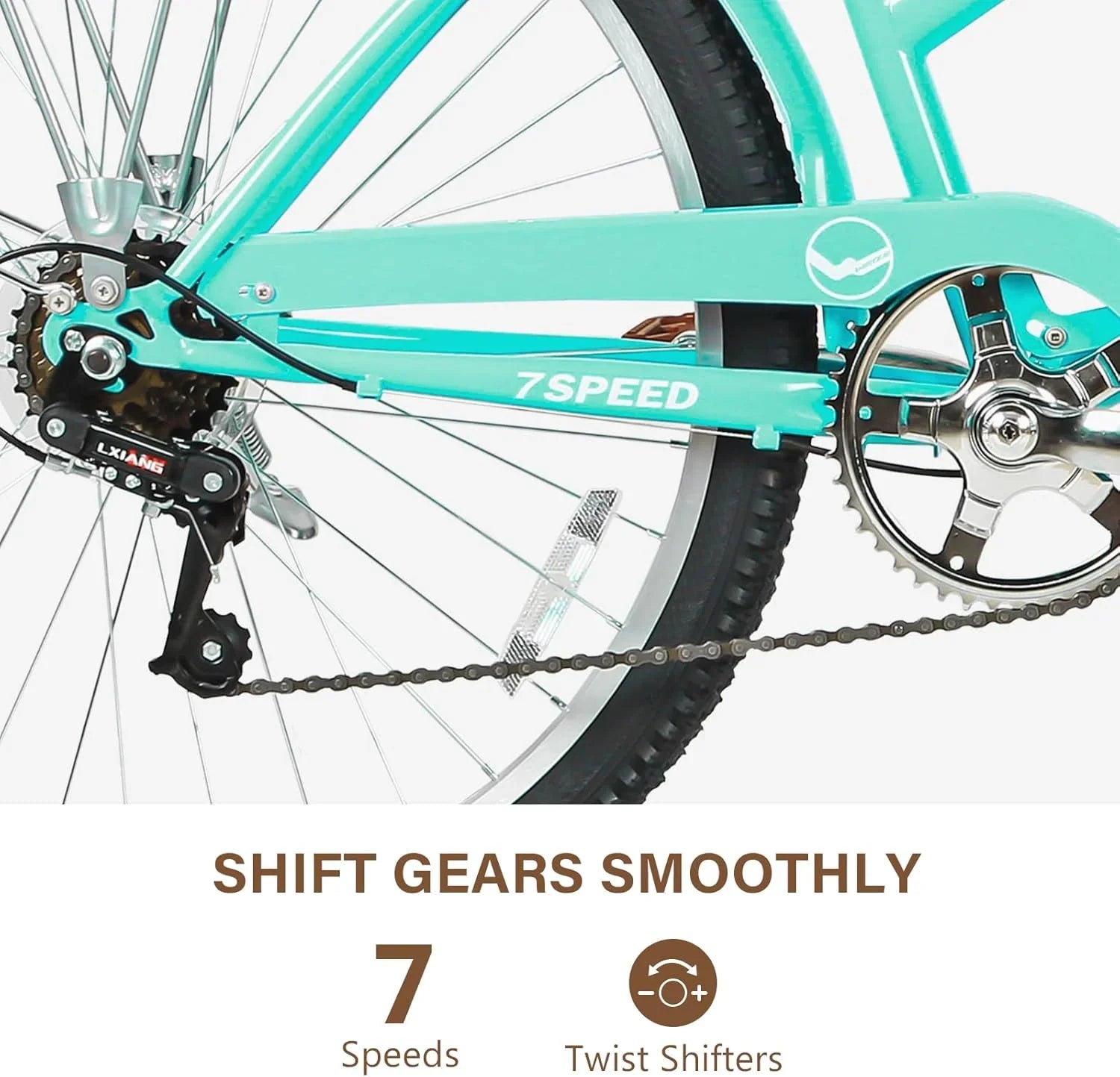 Vélo de plage WEIZE, vélo de ville adulte 26 pouces pour hommes et femmes, 7 vitesses, acier à haute teneur en carbone, garde-boue avant et arrière, vélo de ville confortable