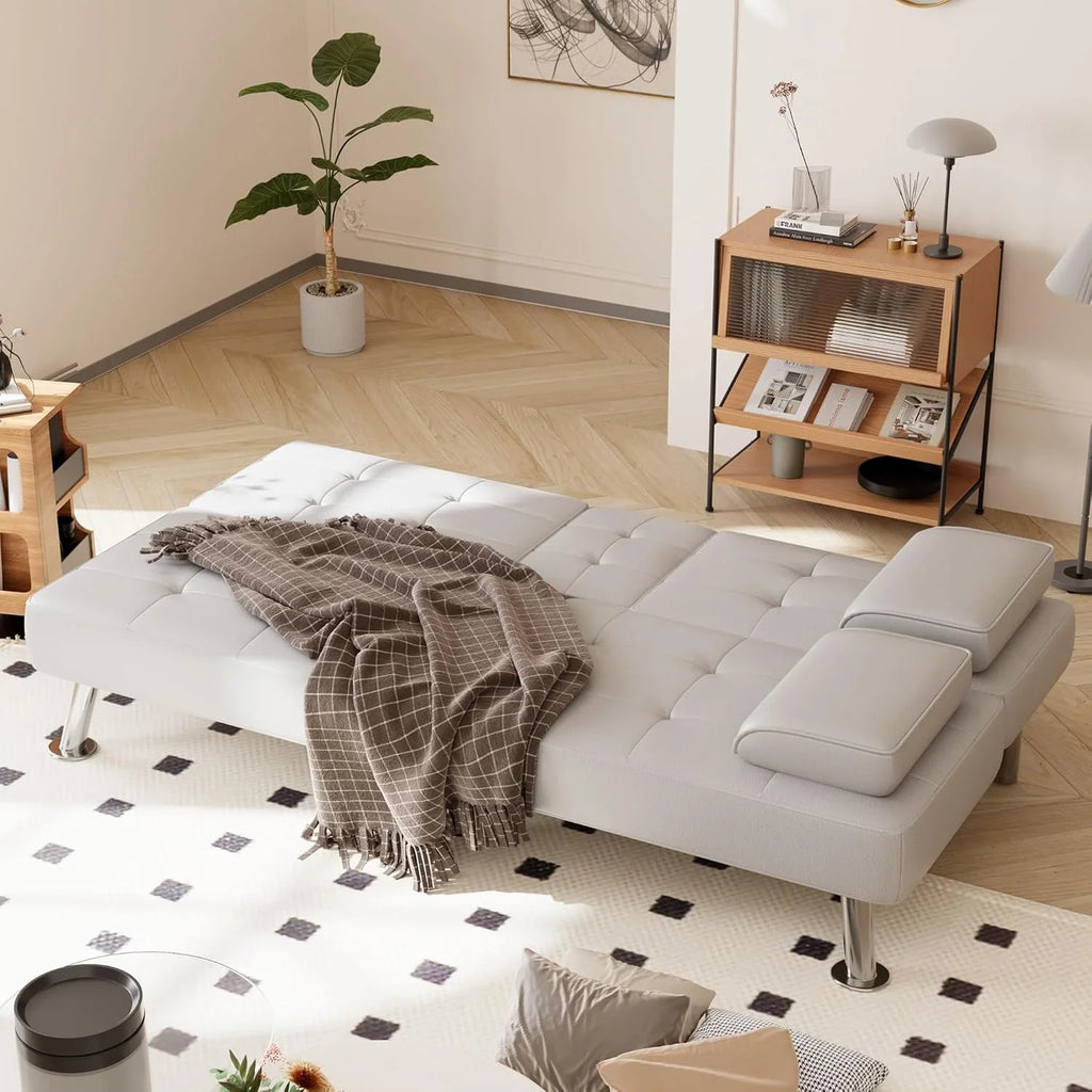 Canapé-lit convertible Shahoo en similicuir rembourré pour salon