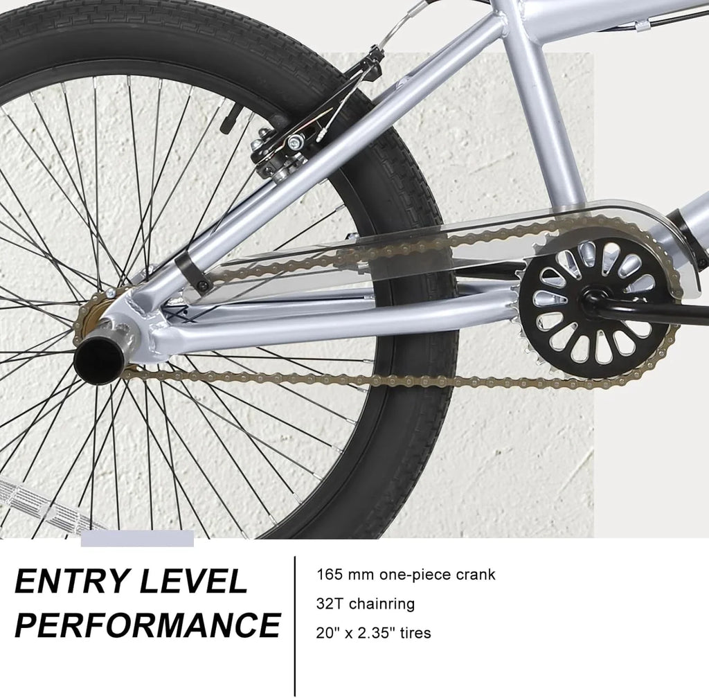 Vélo BMX Freestyle WEIZE 20 pouces pour enfants et adultes, cadre en acier haute résistance