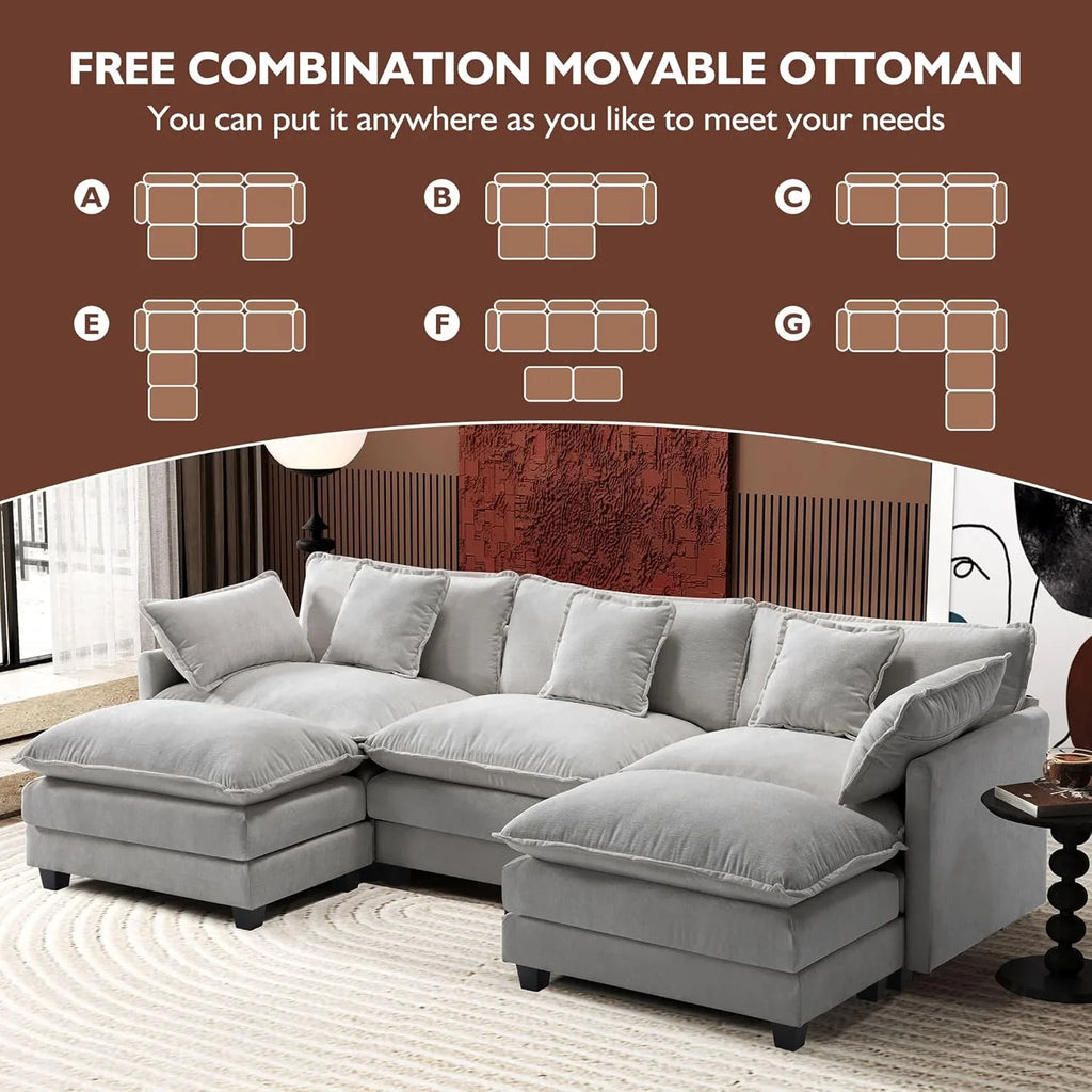 Canapé modulaire moderne en forme de U de 146 pouces d'ihanherry