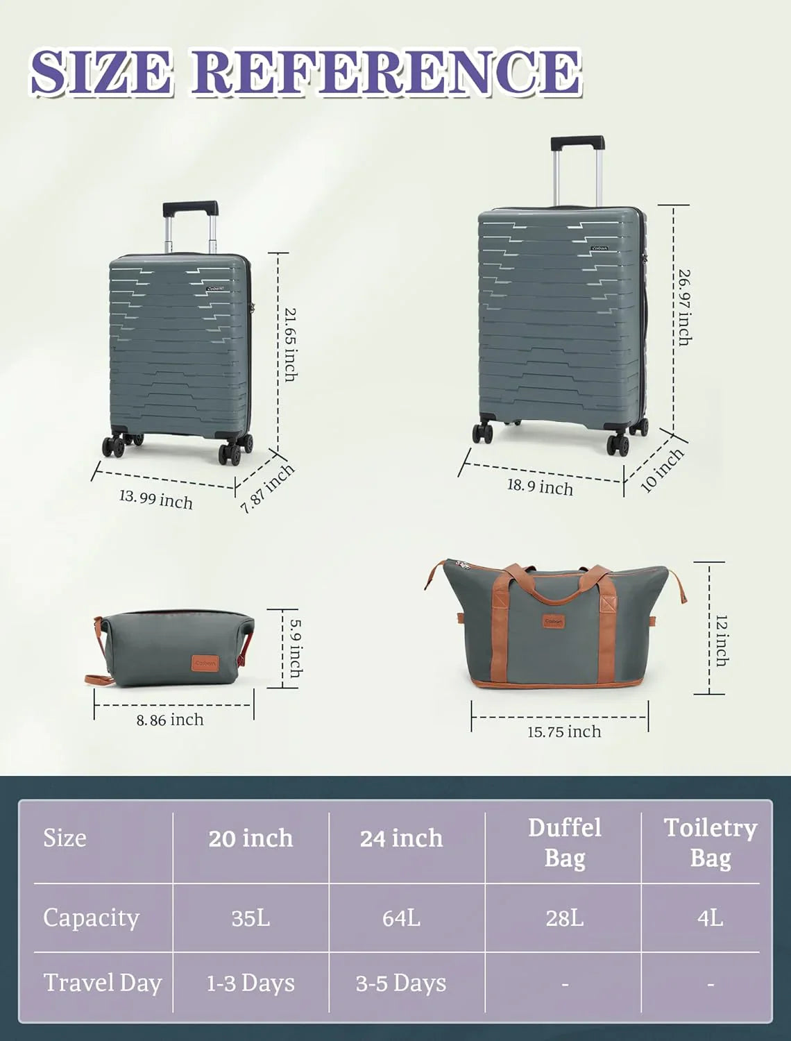 Ensemble de 5 bagages à roulettes, valise rigide en ABS avec roulettes pivotantes