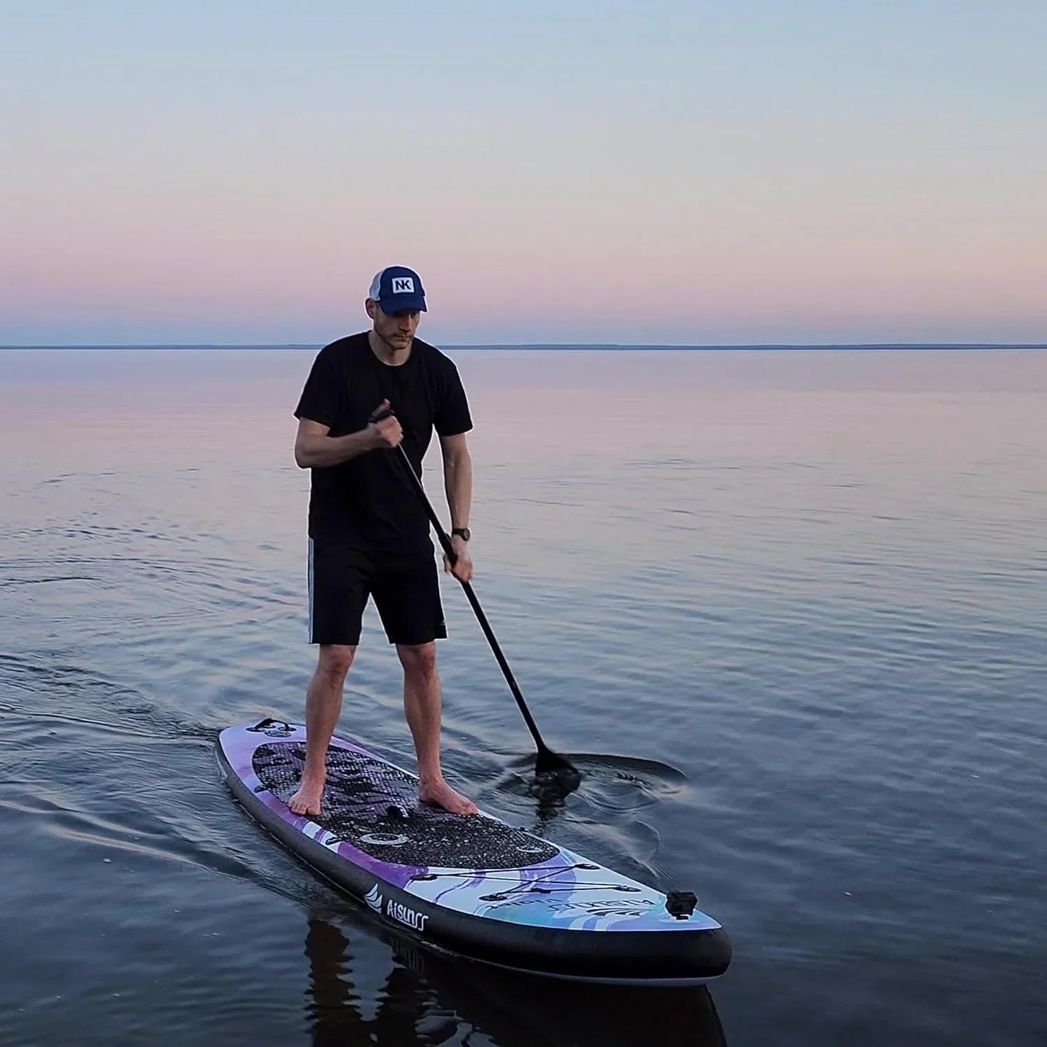 Planche de SUP gonflable large avec sac de transport SUP, pompe à main, sac étanche 10L et pagaie réglable