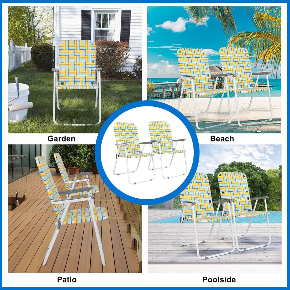 Lot de 2 chaises pliantes en toile pour patio VINGLI, chaise de plage portable pour extérieur, chaise de camping