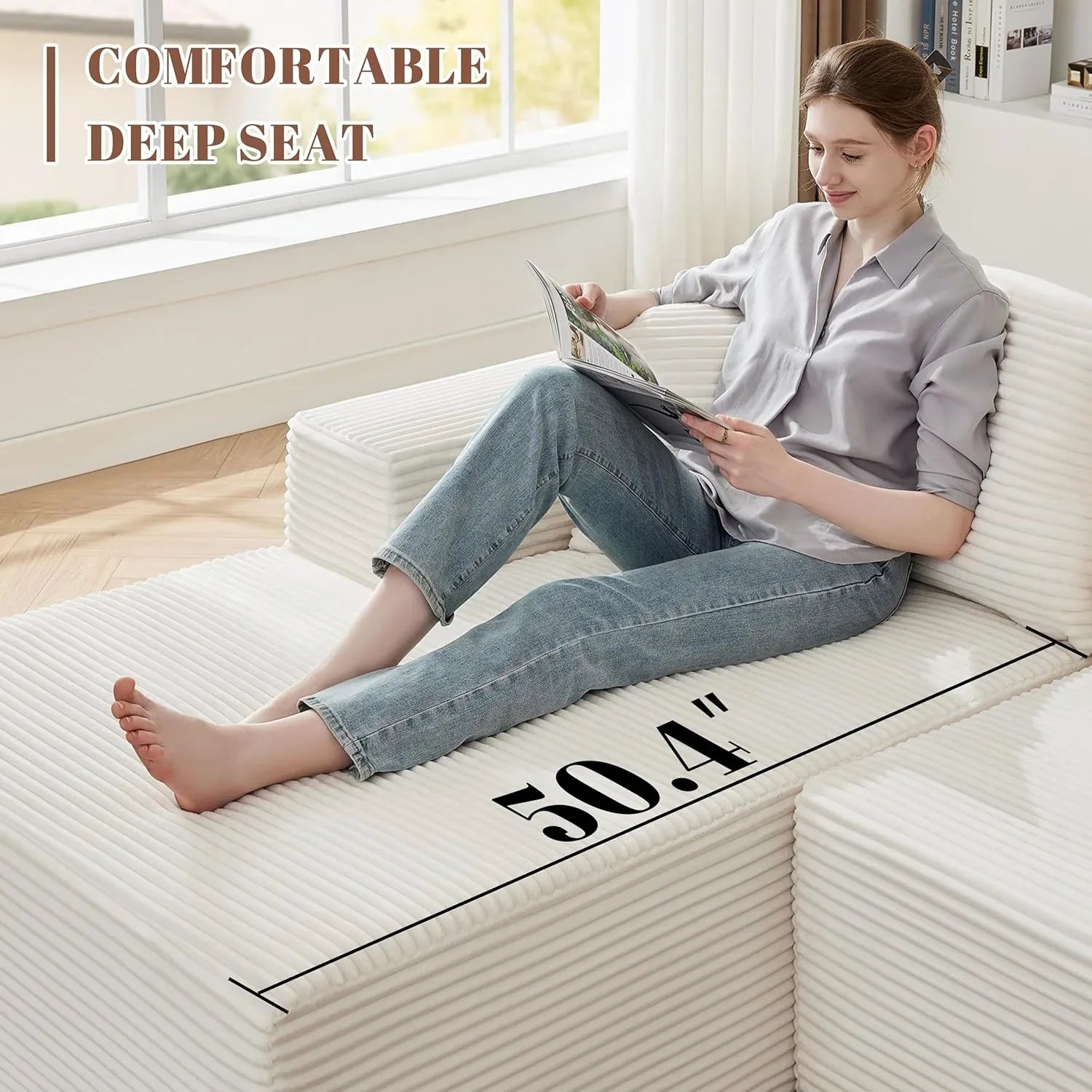 Canapé nuage de 110 pouces, canapé désossé dans le salon, canapé modulable avec sièges profonds