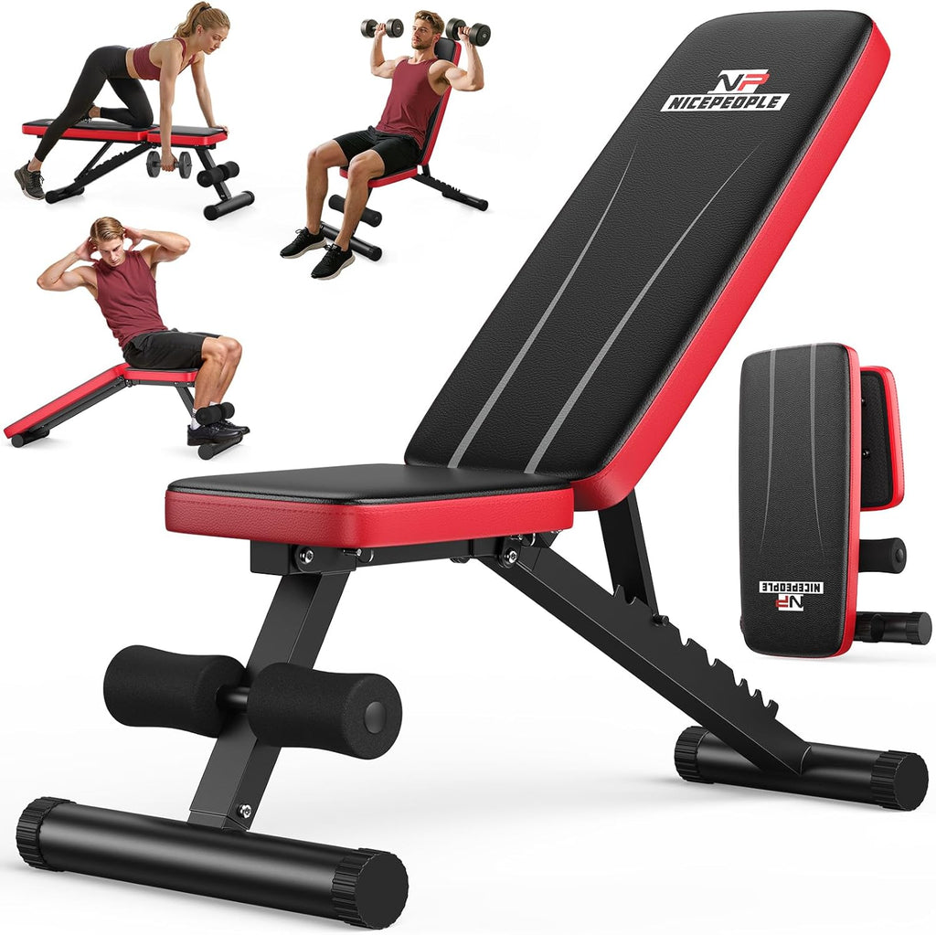 Banc de musculation de base pour salle de sport à domicile, banc d'entraînement pliable avec 8 dossiers, capacité de poids de 660 lb, banc réglable