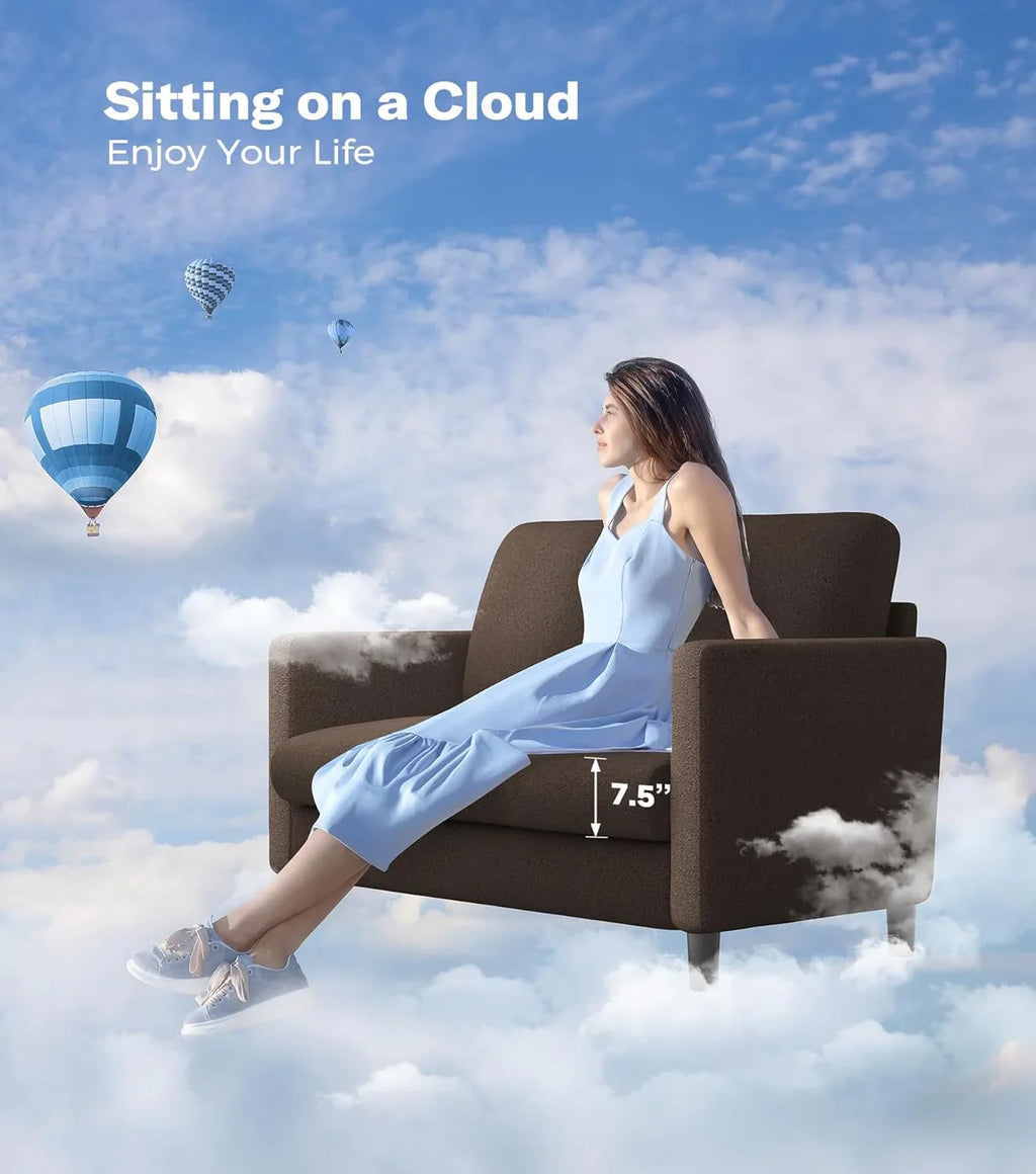 Causeuse de 51 pouces, causeuse confortable en velours côtelé