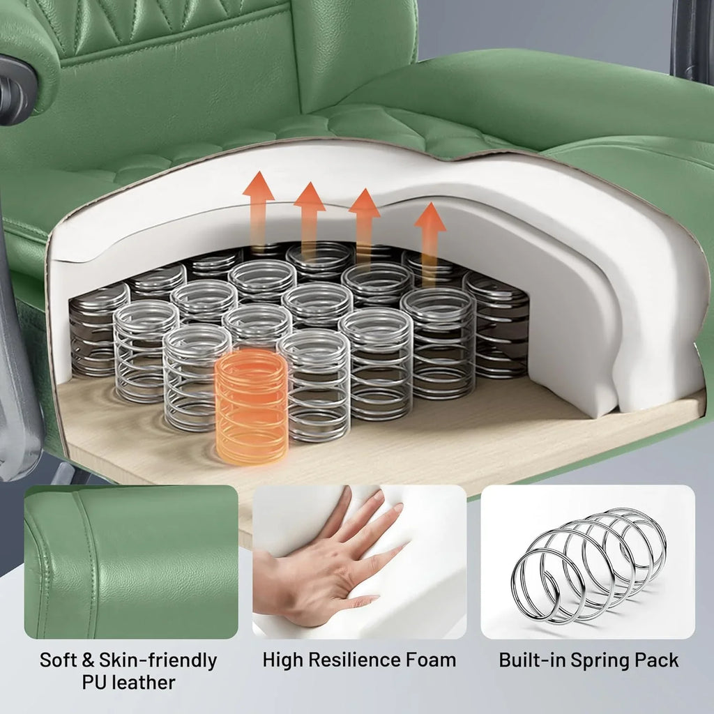 Fauteuil de bureau massant avec chauffage et repose-pieds Fauteuil de bureau ergonomique inclinable pour cadres