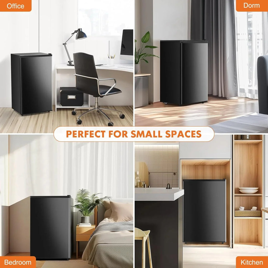 Mini-réfrigérateur Sweetcrispy de 3,2 pieds cubes avec congélateur, porte simple, thermostat réglable