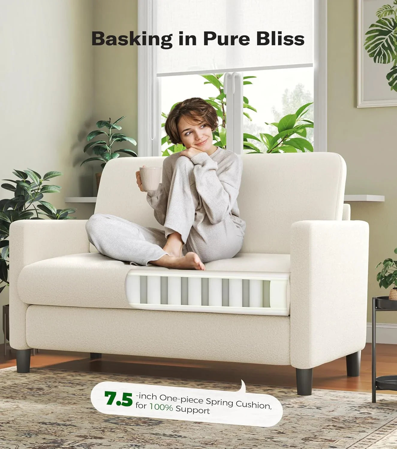 Causeuse de 51 pouces, causeuse confortable en velours côtelé