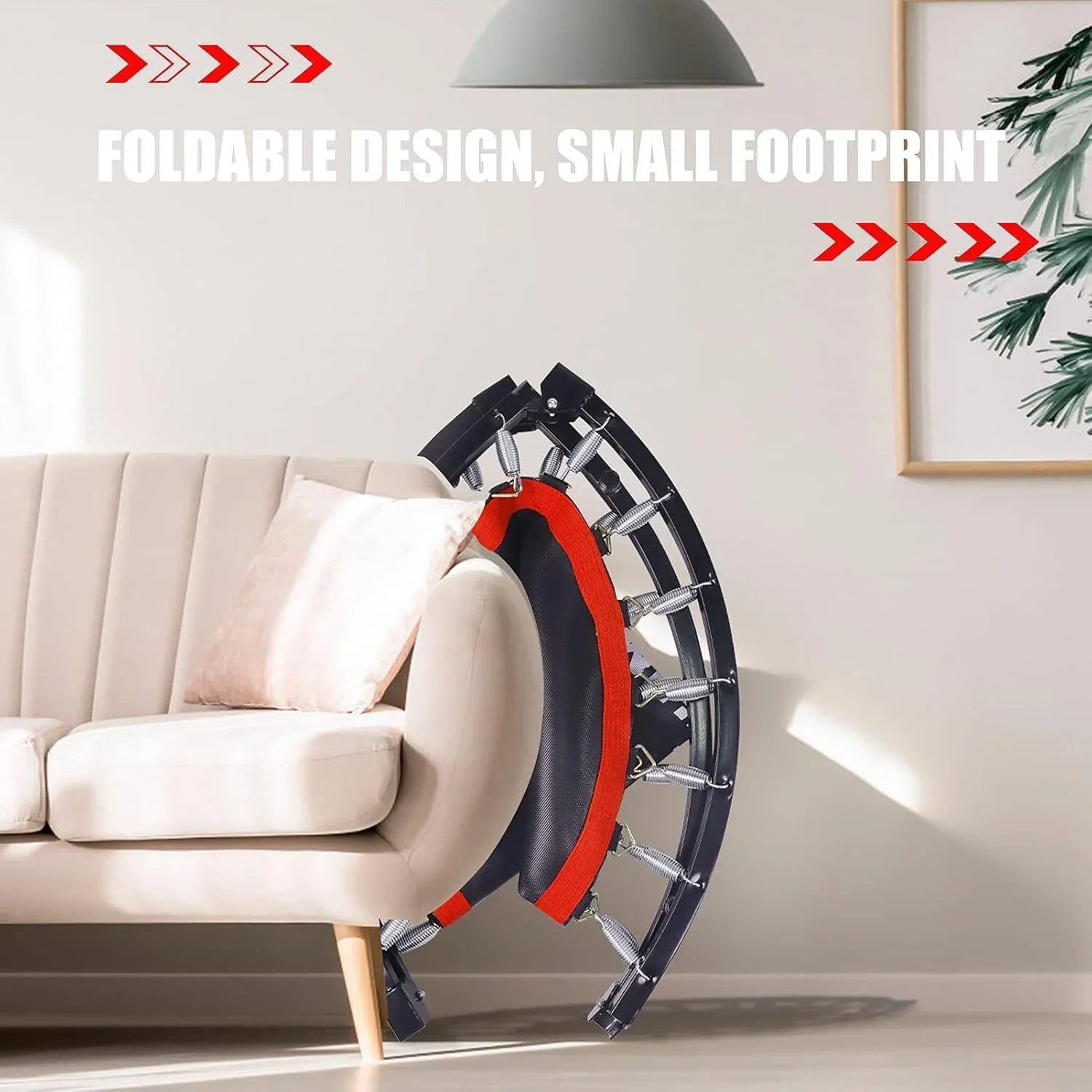 Kanchimi Mini Trampoline d'entraînement pliable de 40" à 48" avec poignée, charge maximale de 330 lb