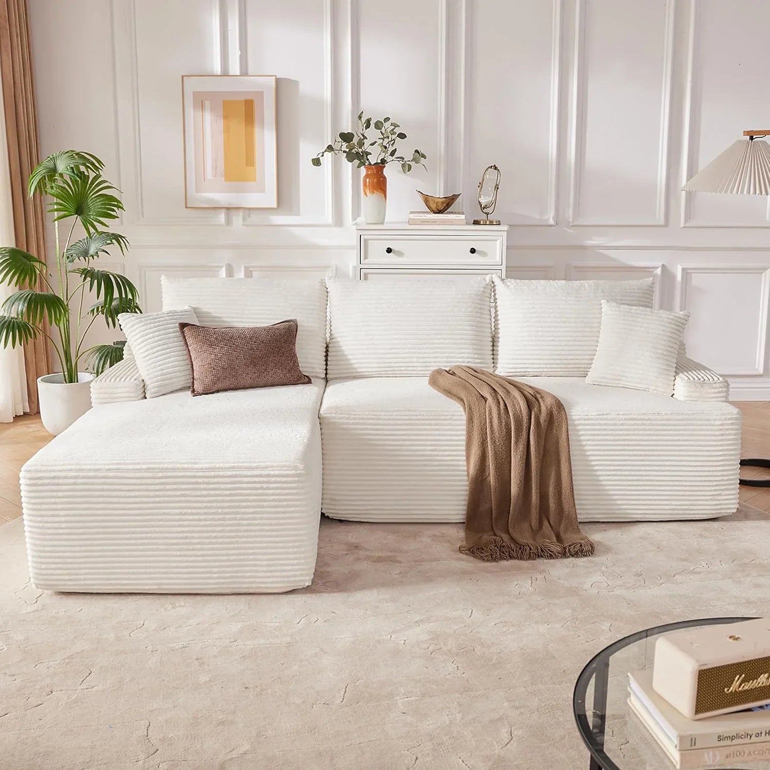 Canapé nuage de 110 pouces, canapé désossé dans le salon, canapé modulable avec sièges profonds