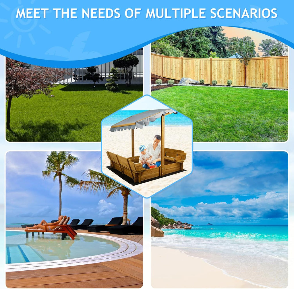 Bac à sable pour enfants avec couvercle, bac à sable extérieur en bois avec couvercle, protection UV