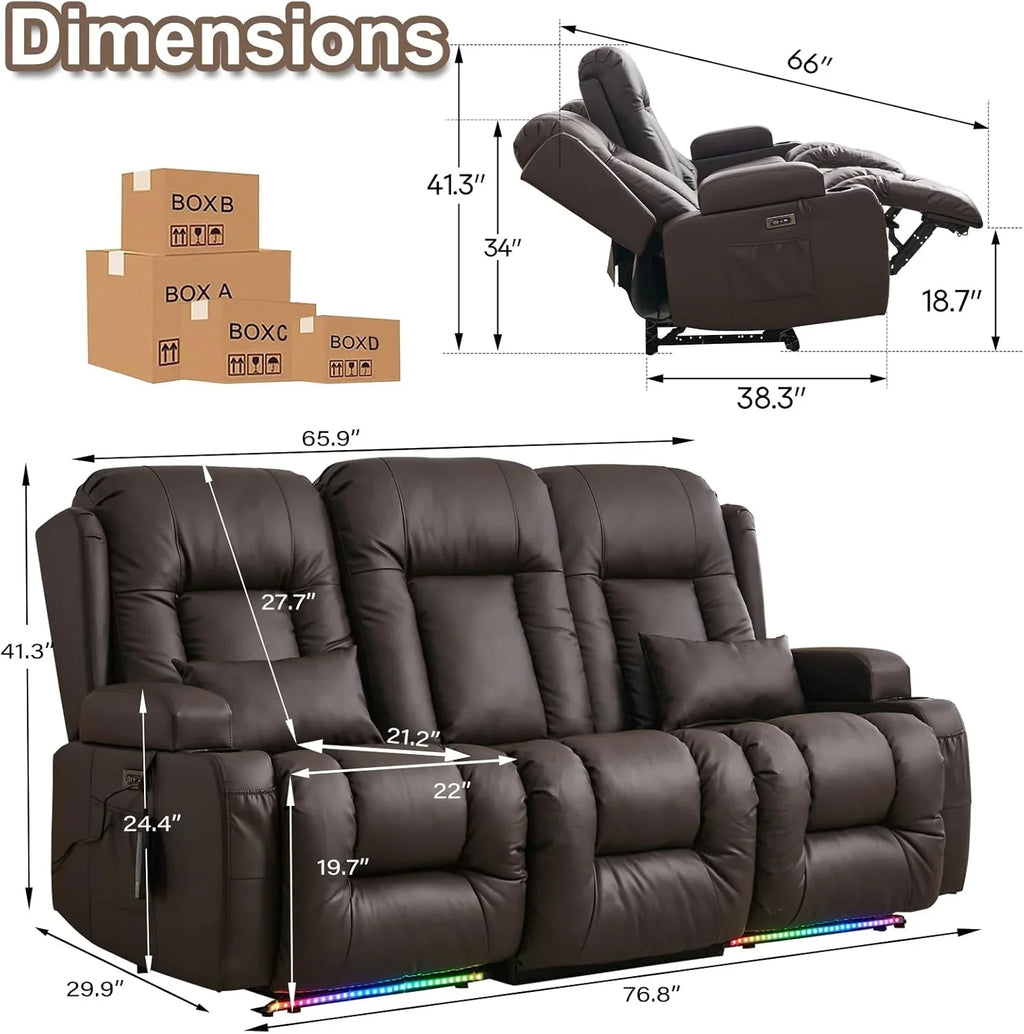 Canapé inclinable électrique TUNYI avec fonctions massage et chauffage, siège home cinéma avec console, canapé inclinable électrique pour camping-car