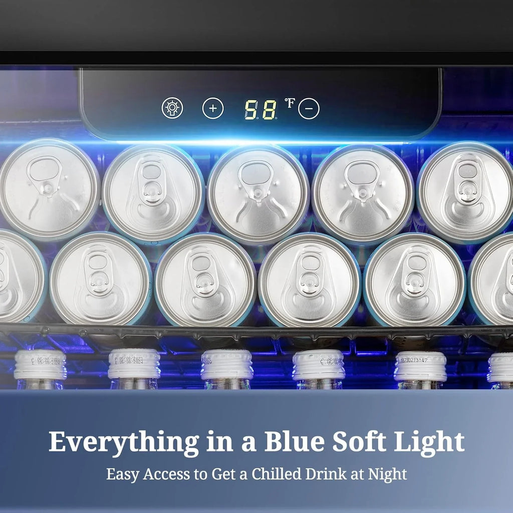 Réfrigérateur à boissons NJStar 68 canettes, mini-réfrigérateur à porte vitrée pour bière, boissons et vin, petit réfrigérateur autonome