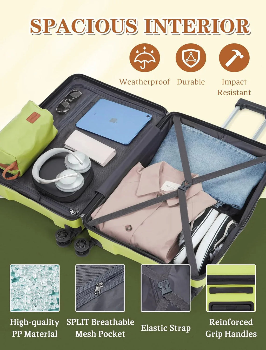 Ensemble de 5 bagages à roulettes, valise rigide en ABS avec roulettes pivotantes