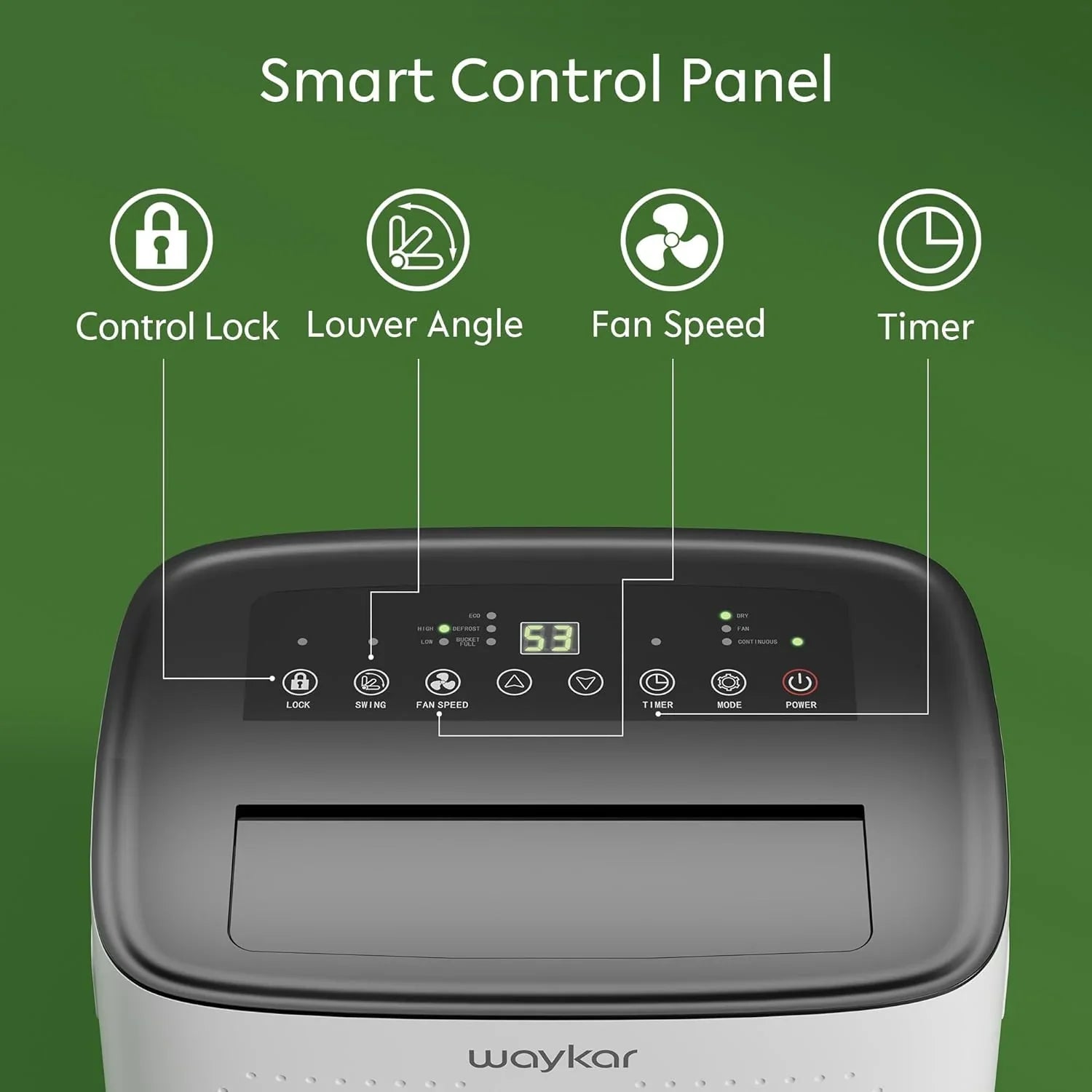 Déshumidificateur Waykar de 2 000 pi² pour la maison et les sous-sols, avec drainage automatique ou manuel, réservoir d'eau de 0,66 gallon