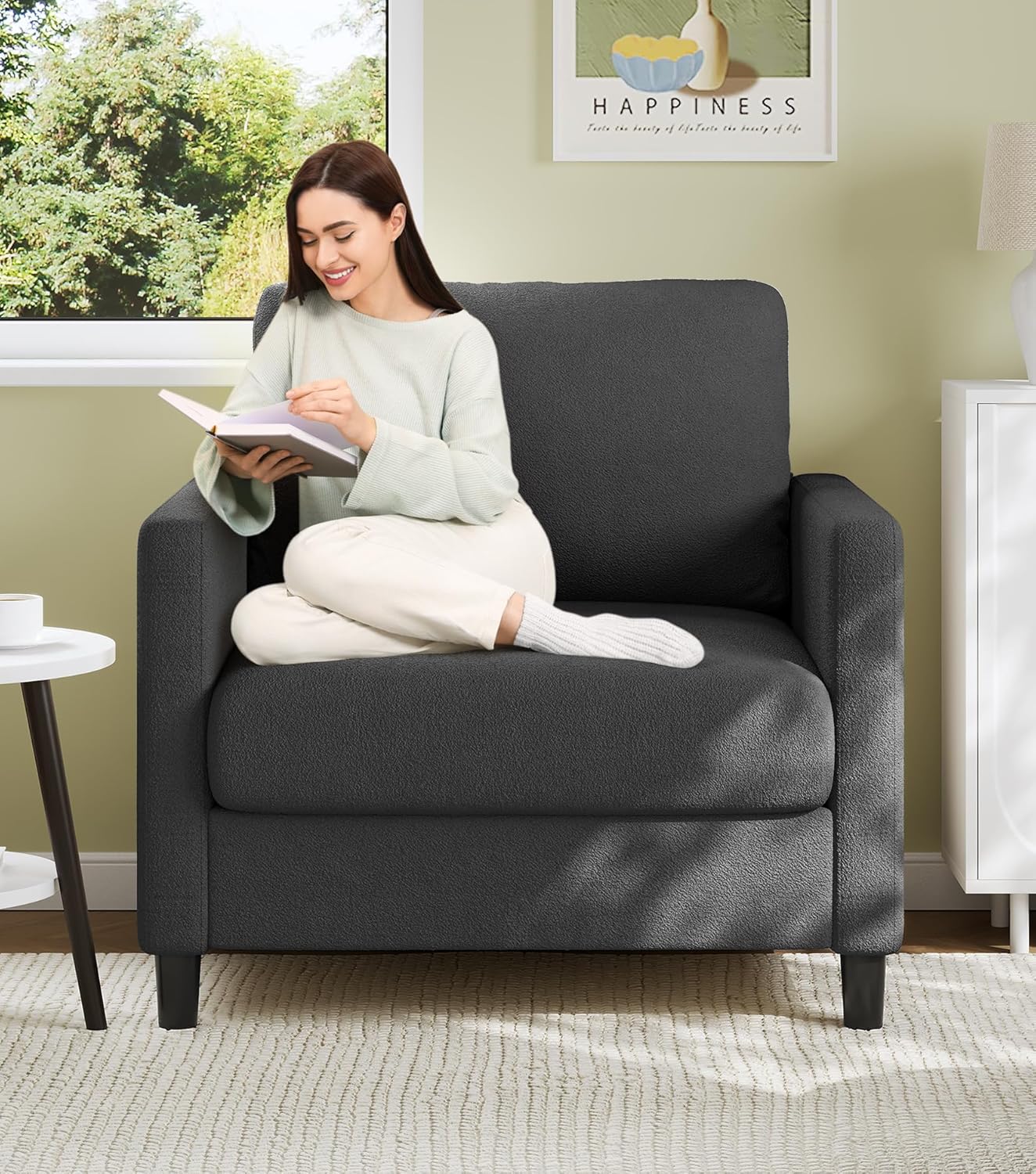 Causeuse de 51 pouces, causeuse confortable en velours côtelé