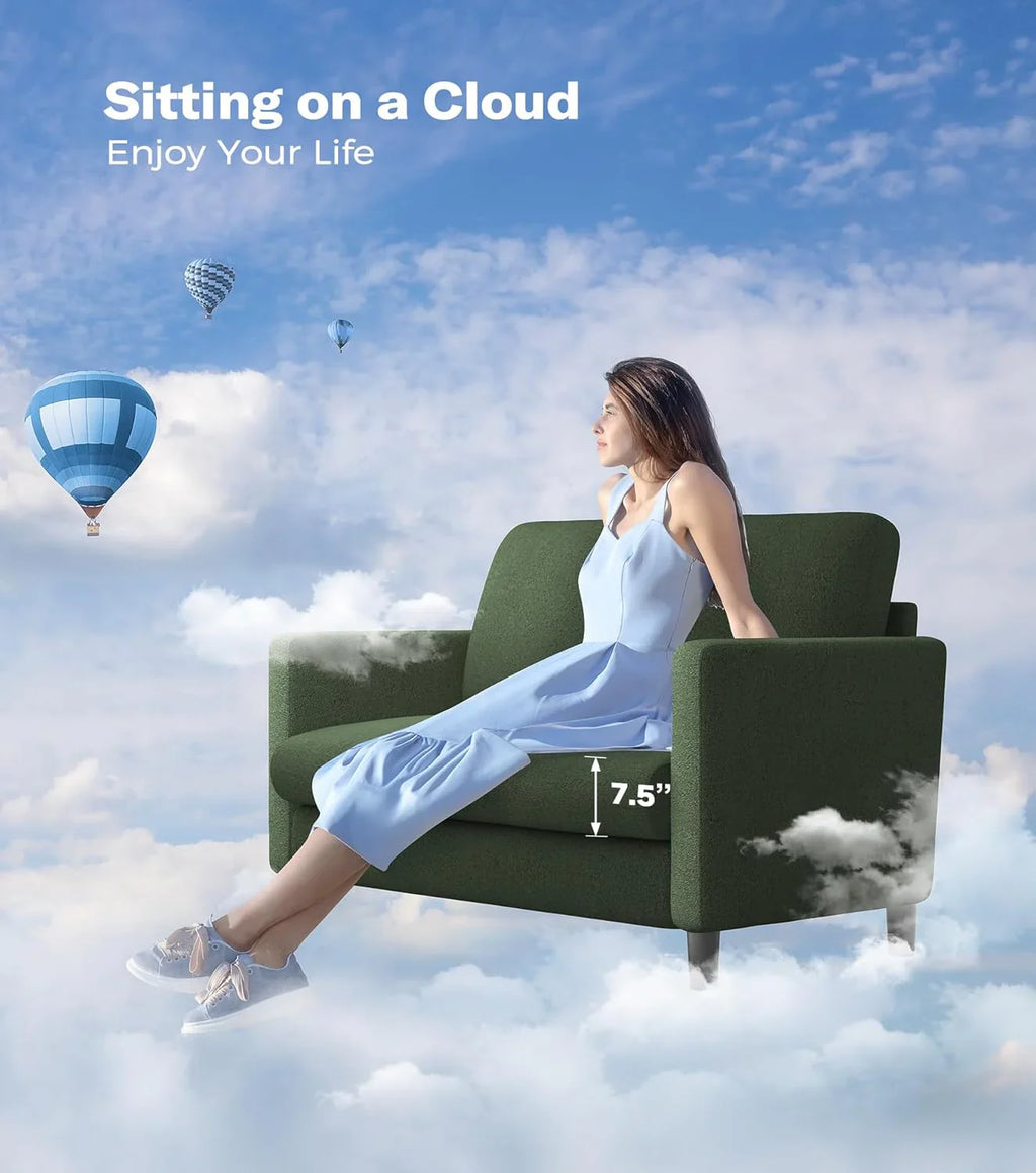 Causeuse de 51 pouces, causeuse confortable en velours côtelé