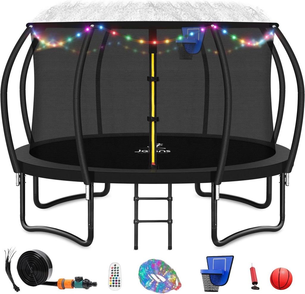 Trampoline Trampoline de loisirs avec filet de clôture et échelle, trampoline d'extérieur antirouille pour enfants et adultes