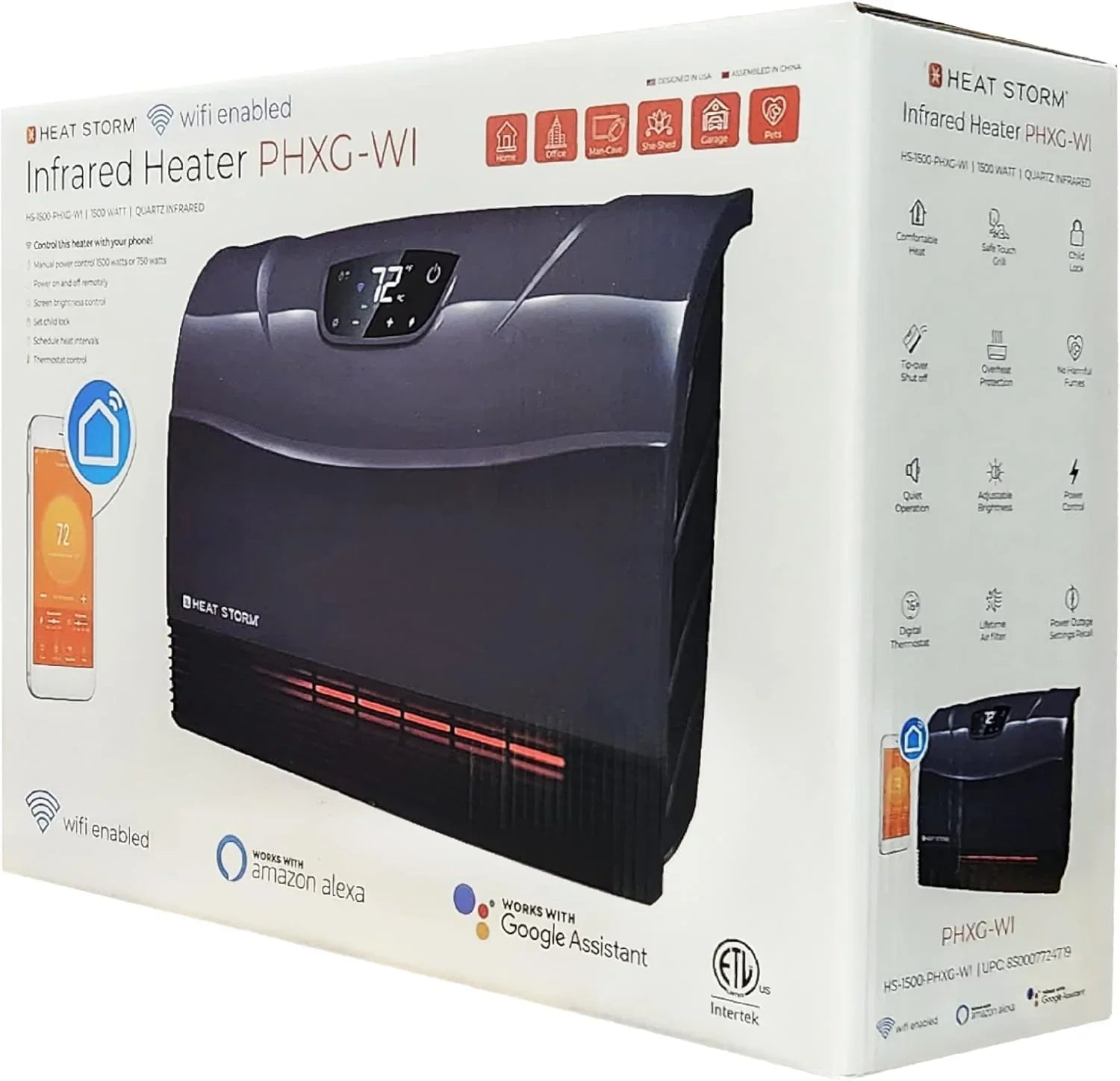 Chauffage infrarouge mural Wi-Fi HS-1500-PHX-WIFI