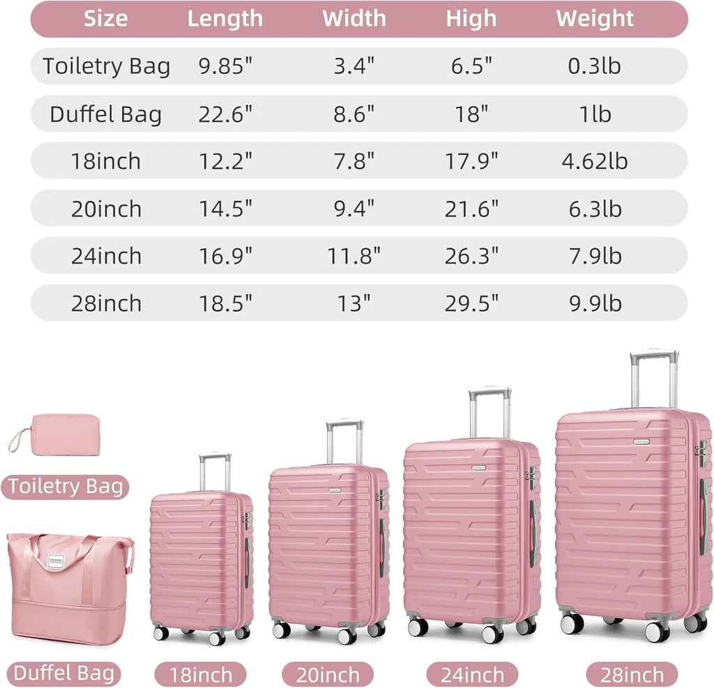 Ensemble de bagages à main légers et extensibles à coque rigide de 6 pièces