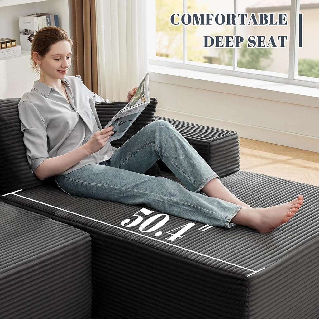 Canapé nuage de 110 pouces, canapé désossé dans le salon, canapé modulable avec sièges profonds