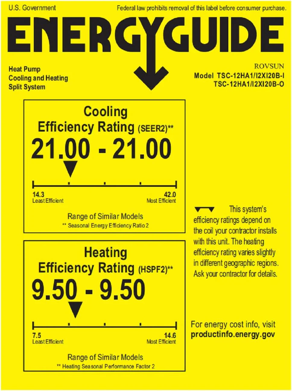 Climatiseur et chauffage mini-split Inverter ROVSUN 9 000 BTU