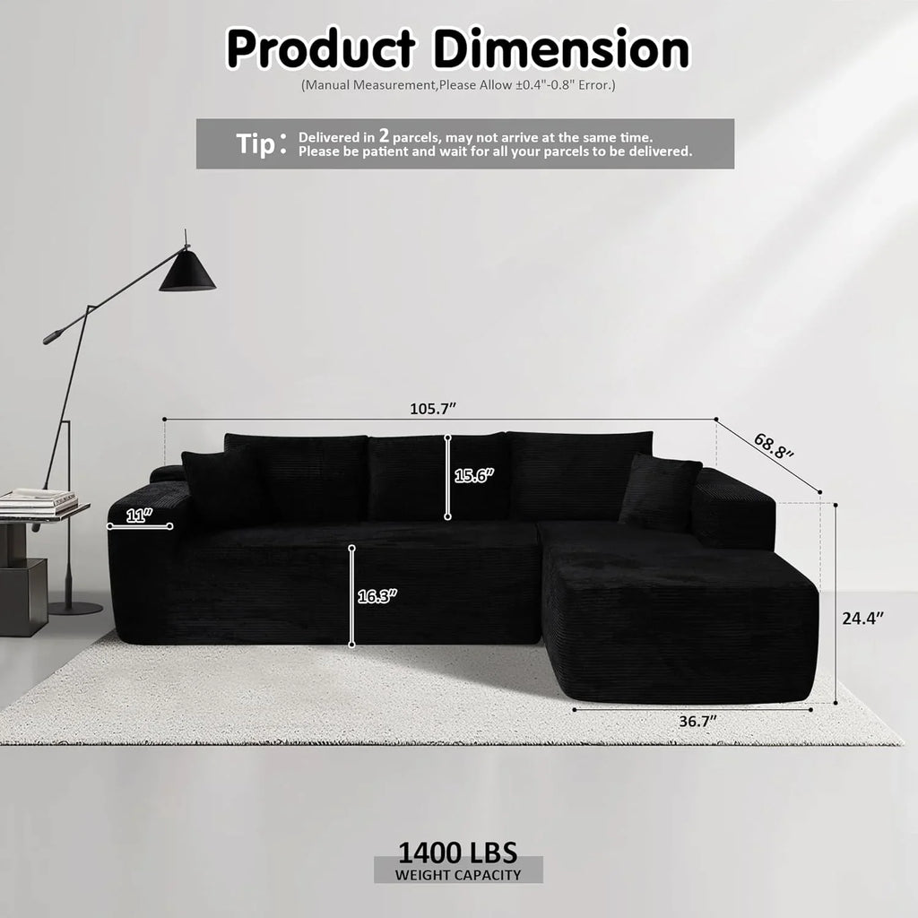 Canapé Ovios 104" Cloud Section Fauteuil en L, canapé modulaire moderne
