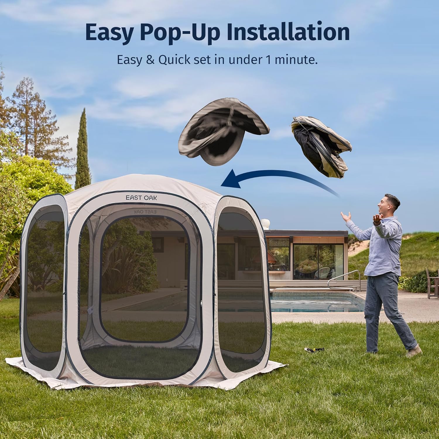 Tente moustiquaire EAST OAK, moustiquaire portable, 3 x 3 m, avec sac de transport