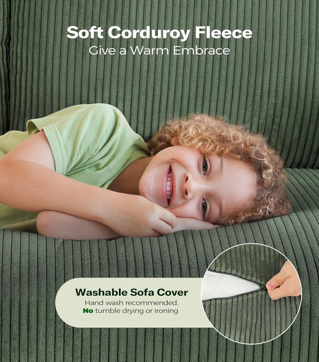 Causeuse de 51 pouces, causeuse confortable en velours côtelé