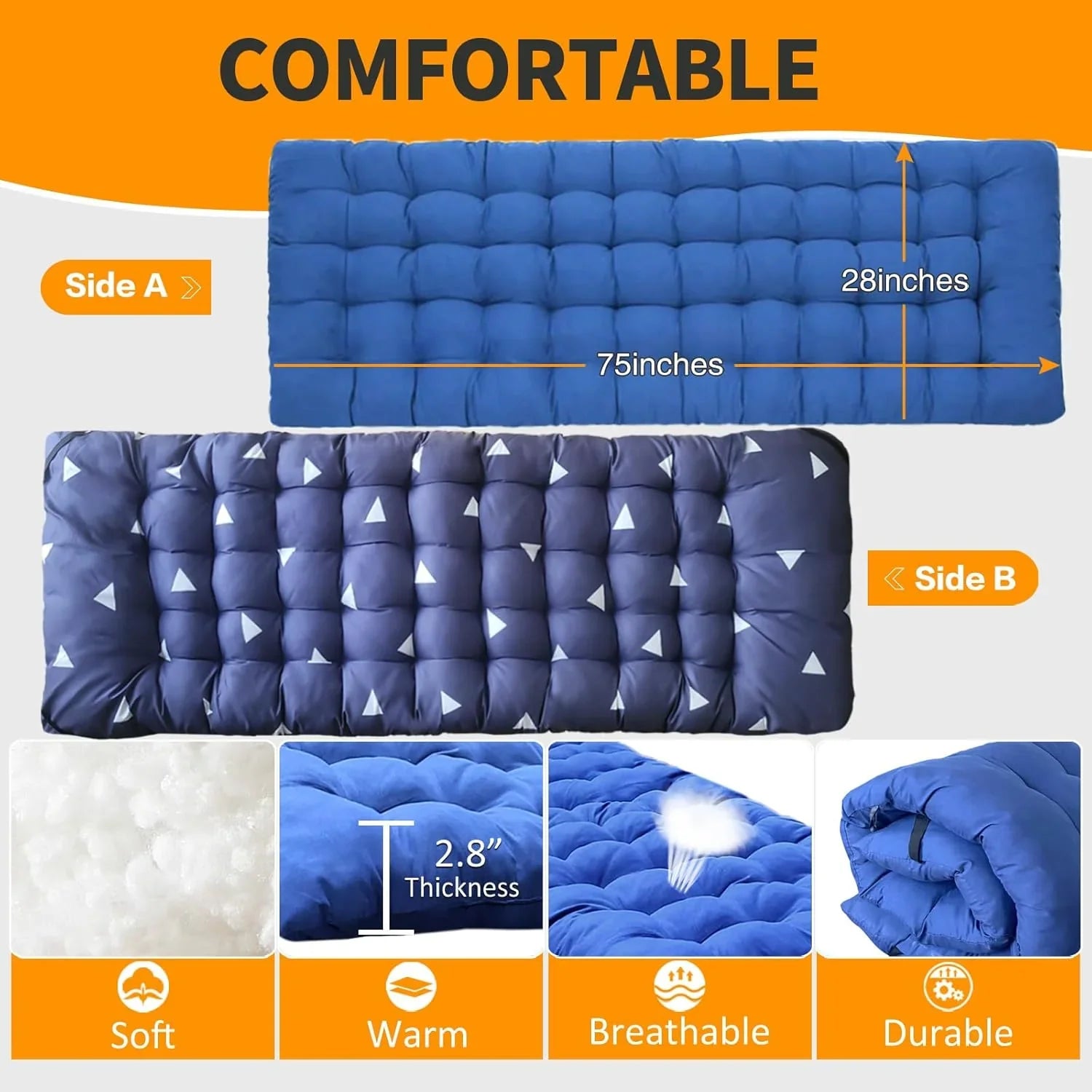 Lot de 2 lits de camp avec matelas, lit pliant confortable et robuste pour bébé