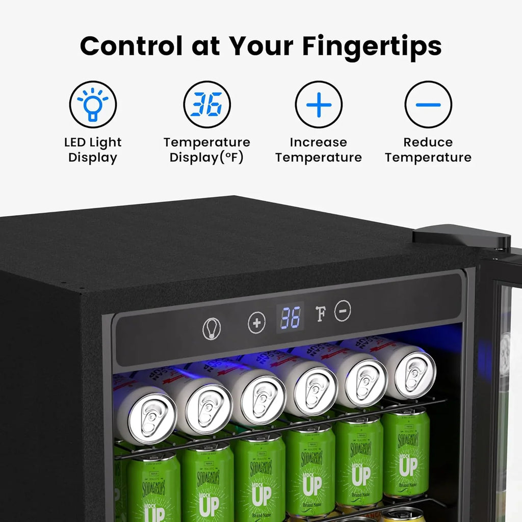 Réfrigérateur à boissons - Mini-réfrigérateur 126 canettes avec porte vitrée pour bureau, chambre, bar, maison