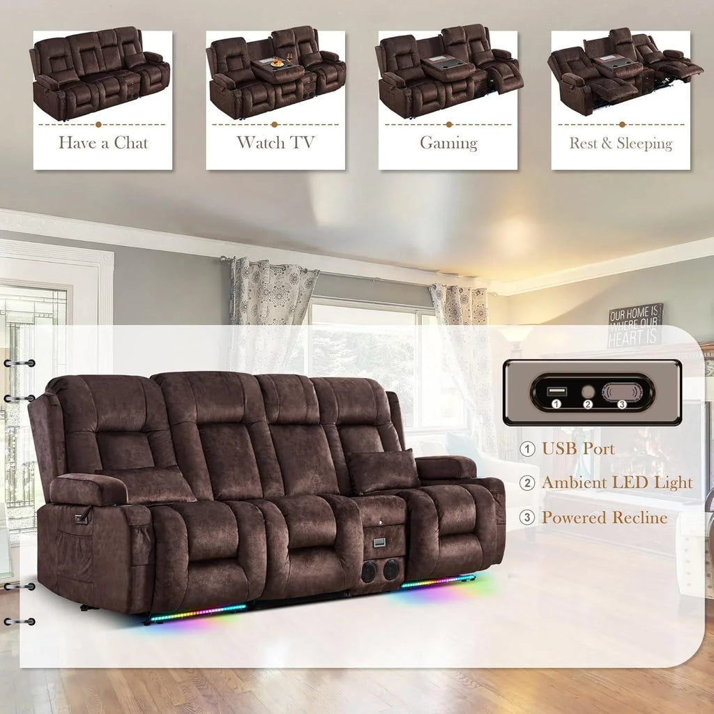 Canapé inclinable électrique TUNYI avec fonctions massage et chauffage, siège home cinéma avec console, canapé inclinable électrique pour camping-car