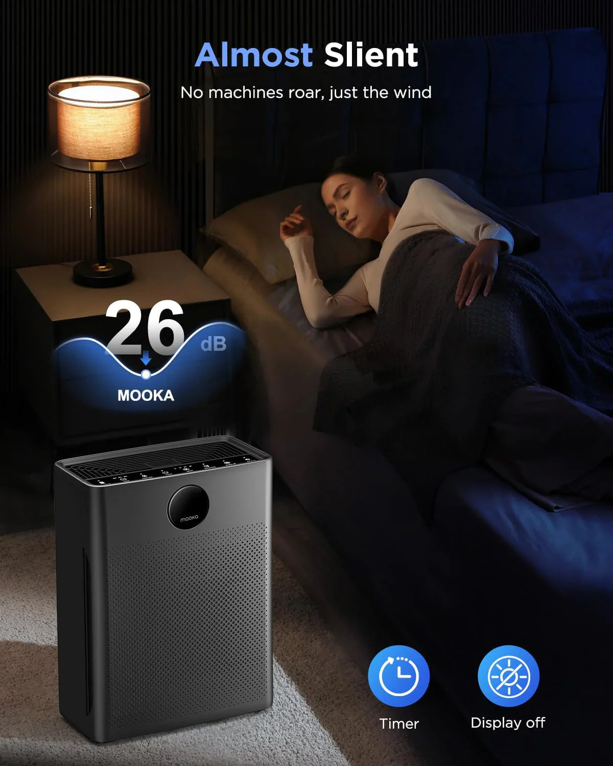 Purificateurs d'air pour la maison, grande pièce jusqu'à 2200 pi², purificateur d'air MOOKA pour animaux domestiques avec filtre lavable