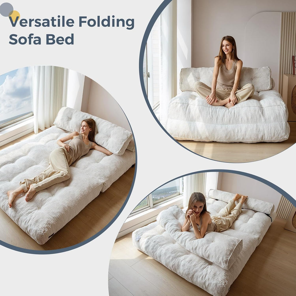 Canapé-lit pliant MAXYOYO, fauteuil convertible avec oreiller, matelas pliable avec support dorsal, fauteuil-lit pliant portable