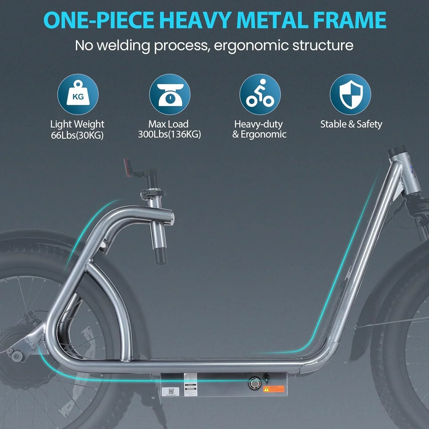 Trottinette électrique pliable Caroma Peak 800 W pour adulte avec pneus de 20 pouces de large, batterie 48 V, panier et siège réglable.