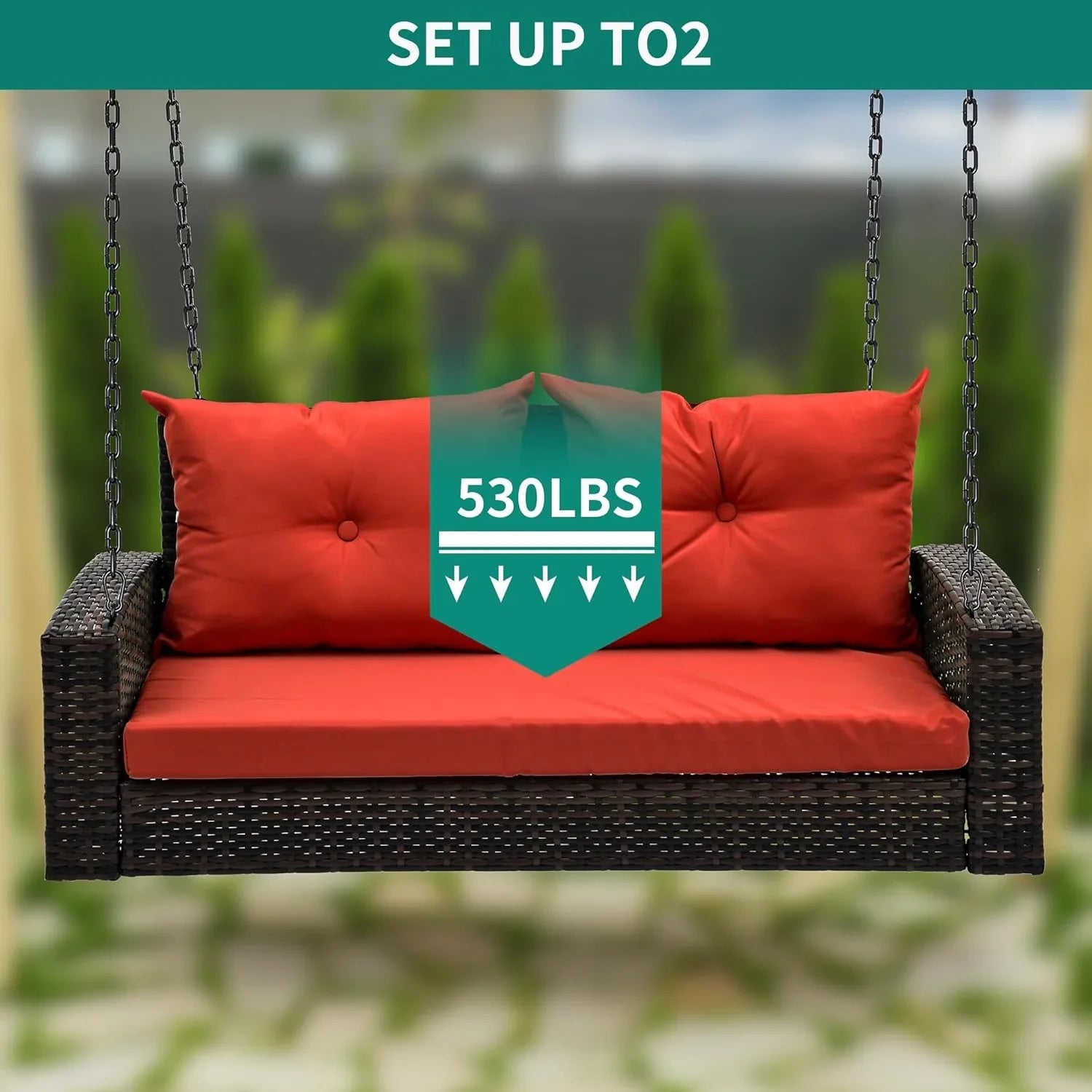 YITAHOME Balancelle suspendue pour porche, 3 places, banc d'extérieur en osier