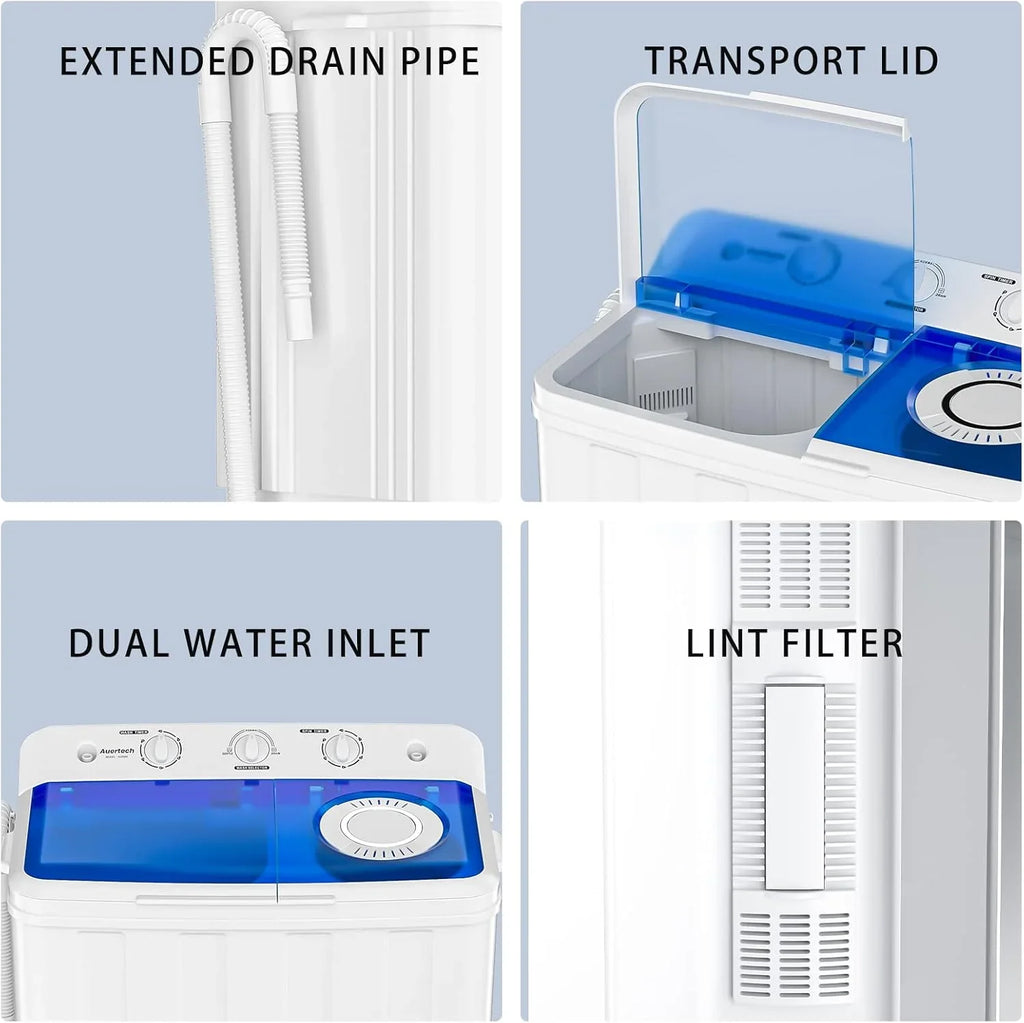 Machine à laver portable Auertech 28 lb Machine à laver à double cuve