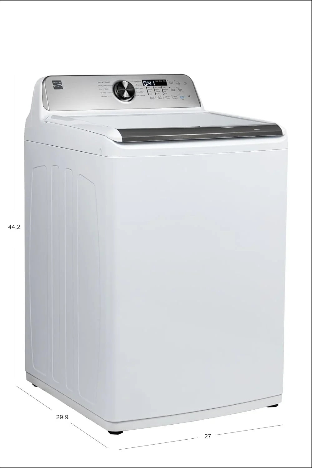 Machine à laver à chargement par le haut de 4,5 pieds cubes avec une triple turbine pour éliminer la saleté et les taches tenaces