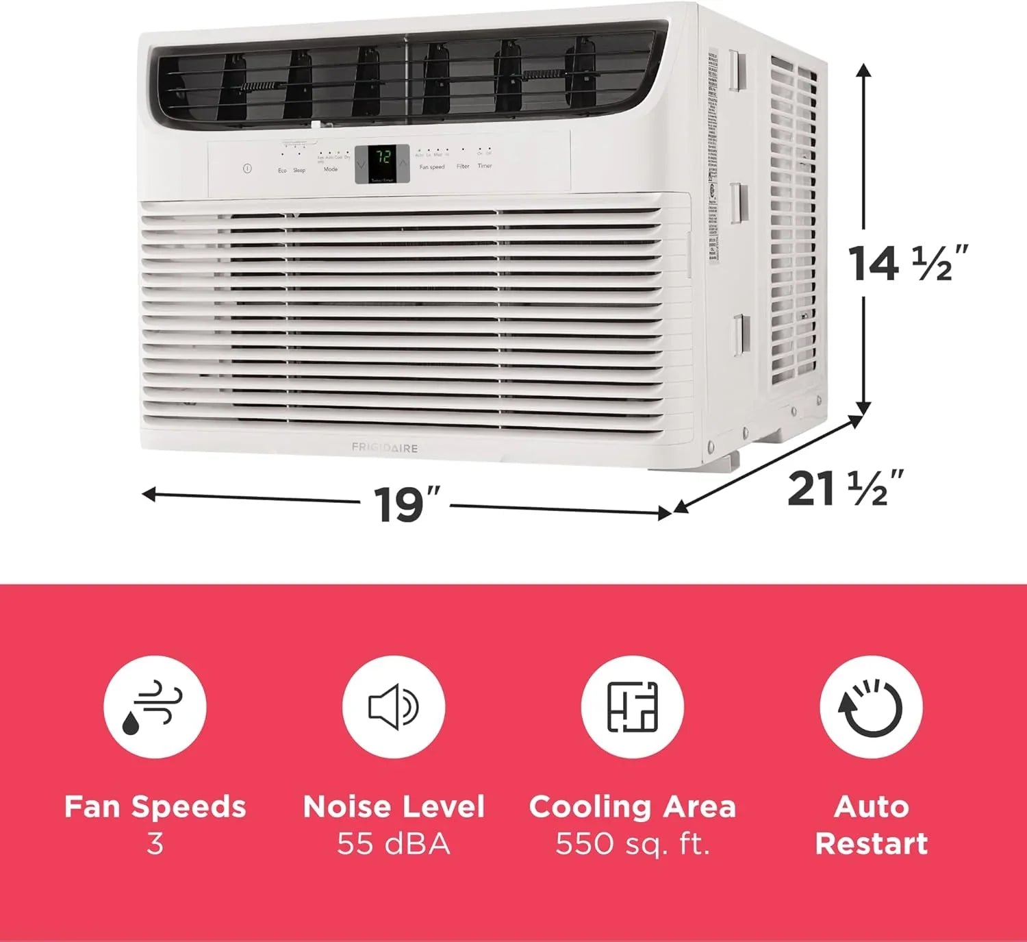 Climatiseur de fenêtre Frigidaire 5 000 BTU avec télécommande, refroidit jusqu'à 150 pi², fonctionnement silencieux