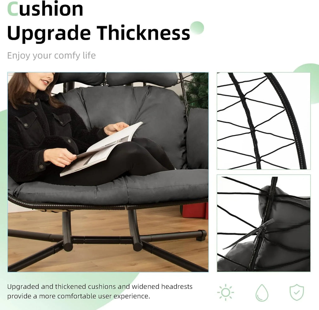 Chaise double œuf avec support hamac balançoire chaise pliable canapé suspendu amour