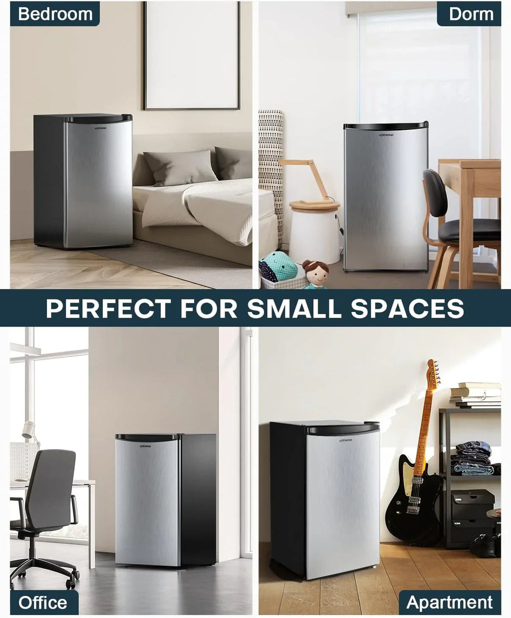 Mini-réfrigérateur Upstreman de 3,2 pieds cubes avec congélateur, mini-réfrigérateur à une porte, réfrigérateur de dortoir