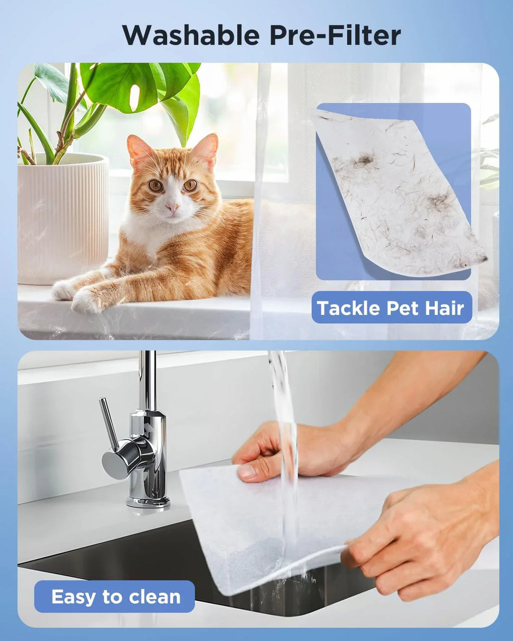 Purificateurs d'air pour la maison, grande pièce jusqu'à 2200 pi², purificateur d'air MOOKA pour animaux domestiques avec filtre lavable