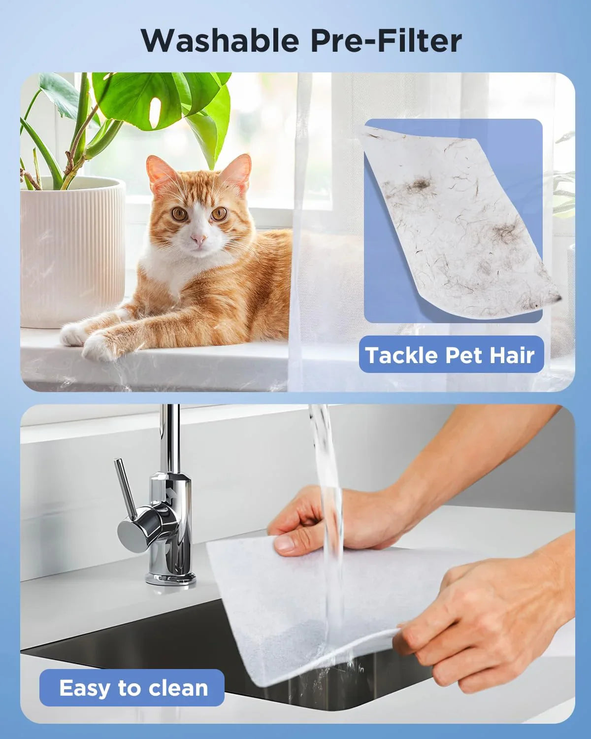 Purificateurs d'air pour la maison, grande pièce jusqu'à 2200 pi², purificateur d'air MOOKA pour animaux domestiques avec filtre lavable