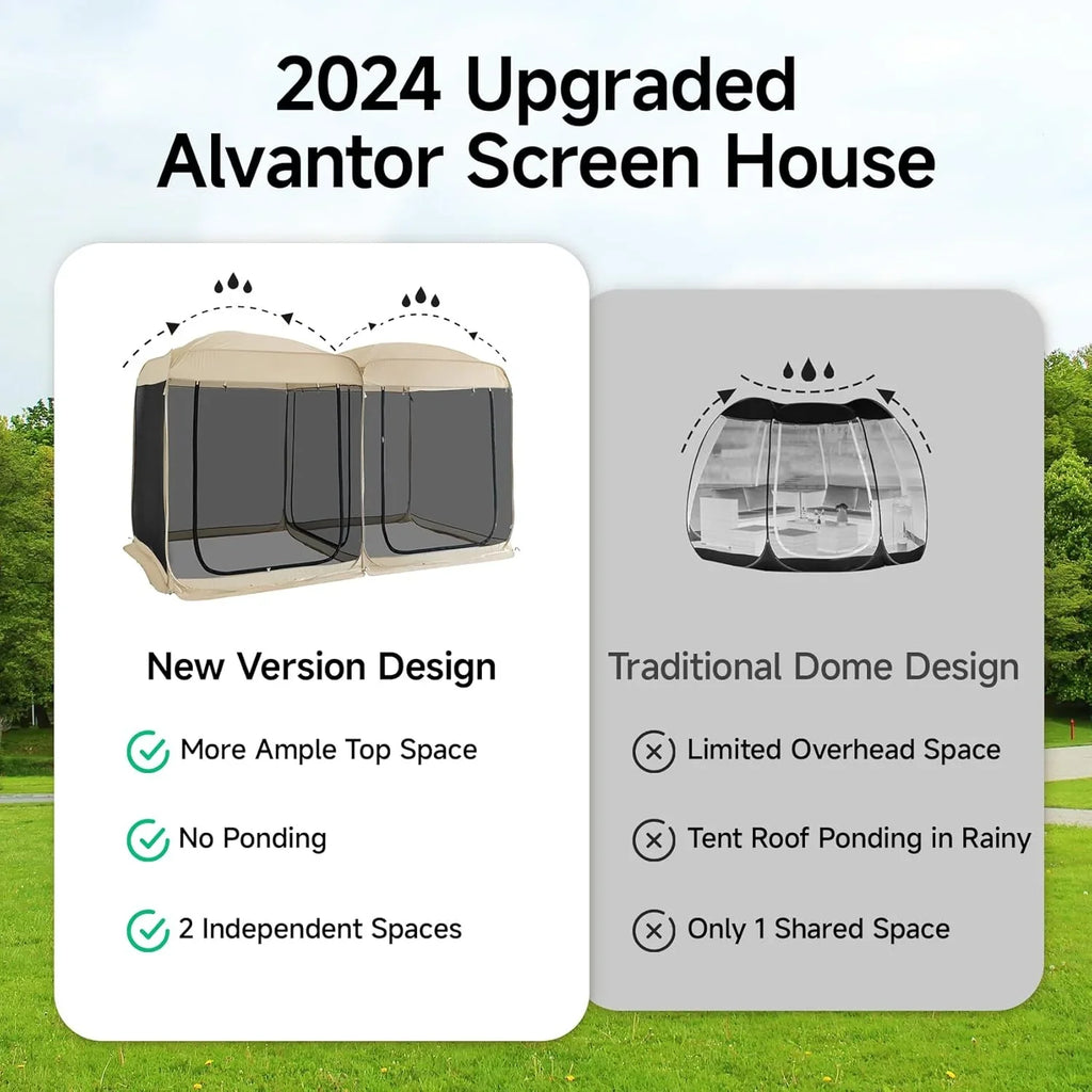 Gazebo Alvantor Screen House, tente à auvent abri igloo escamotable pour 6-10-15 personnes
