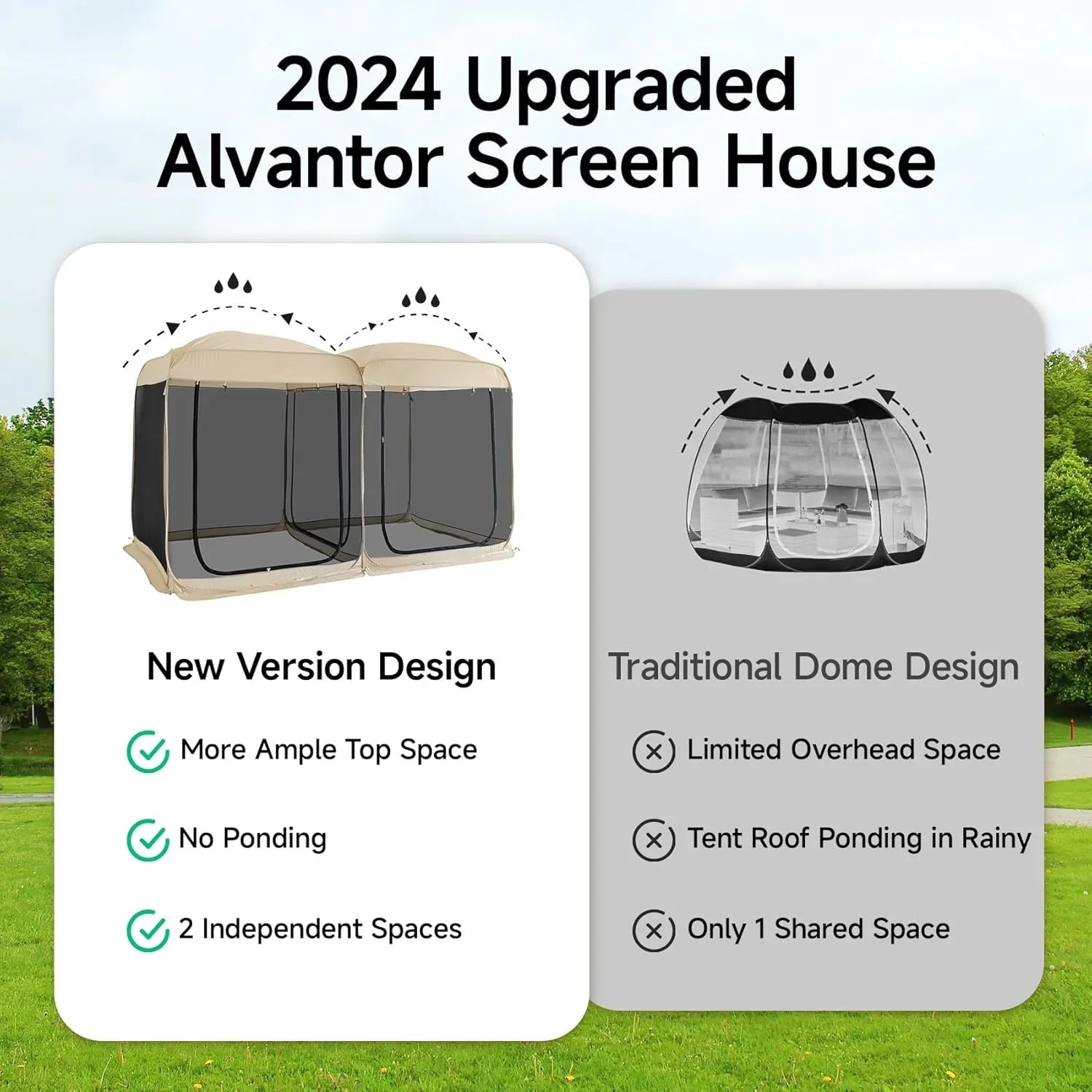 Gazebo Alvantor Screen House, tente à auvent abri igloo escamotable pour 6-10-15 personnes