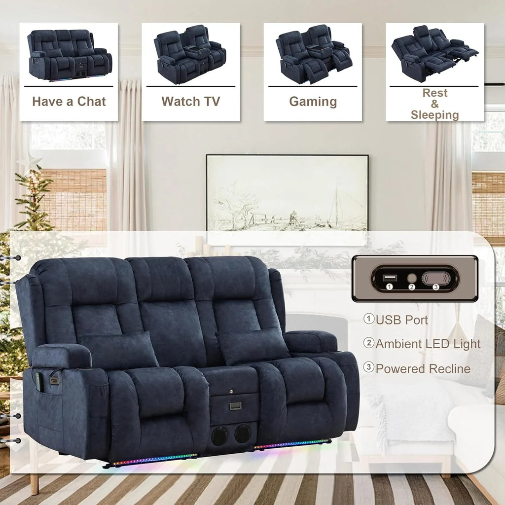 Canapé inclinable électrique TUNYI avec fonctions massage et chauffage, siège home cinéma avec console, canapé inclinable électrique pour camping-car
