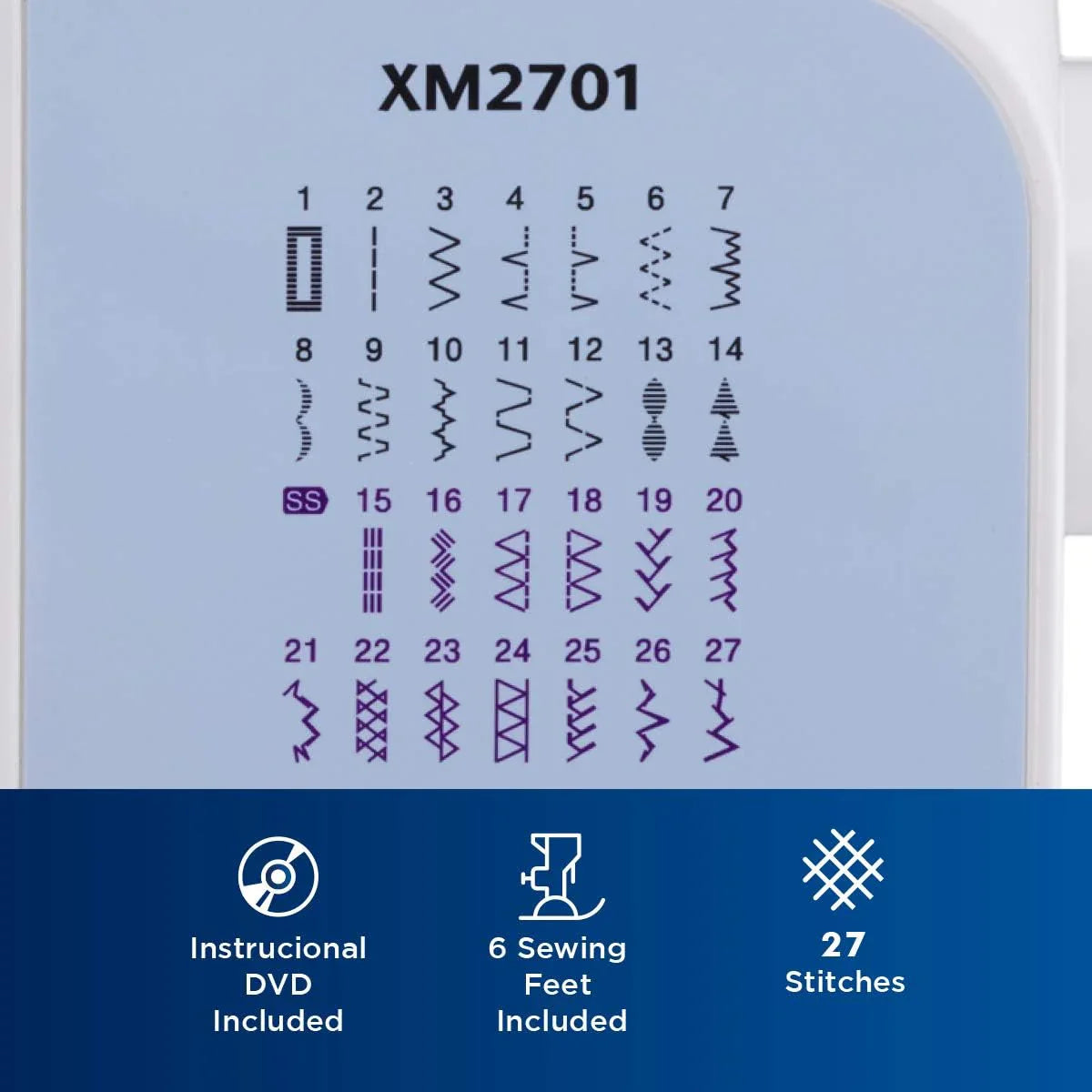 Machine à coudre Brother XM2701, légère, complète, 27 points, 6 pieds inclus