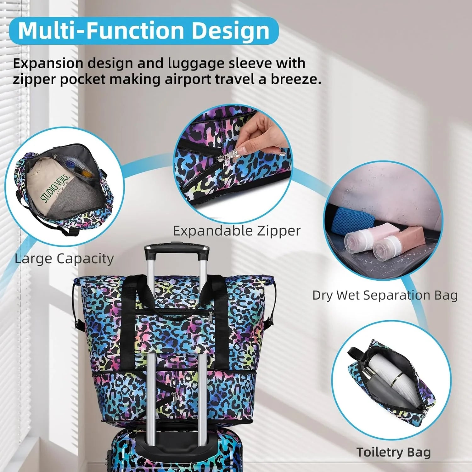 Ensemble de bagages 6 pièces, ensemble de valises rigides extensibles avec roulettes pivotantes, ensemble de bagages à roulettes légers