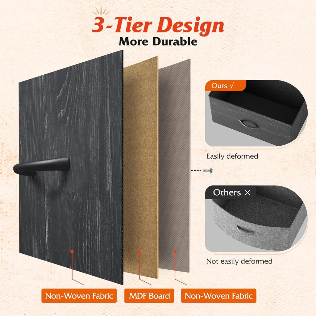 Meuble de rangement WLIVE avec 13 bacs en tissu, tiroirs de rangement avec cadre en acier, grande tour de rangement pour salon, couloir, bureau, noir anthracite